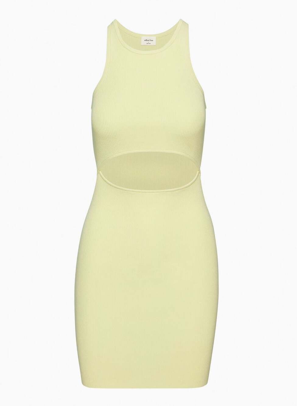 Wilfred Free Cutout Ribbed Mini Dress Size 2XS Yellow - Picture 3 of 10